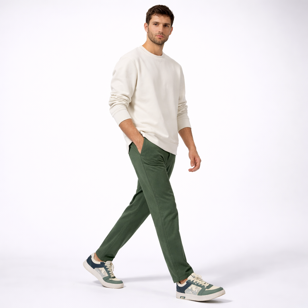 Model wearing ZK Tidal Forest Wave Low-Top sneakers