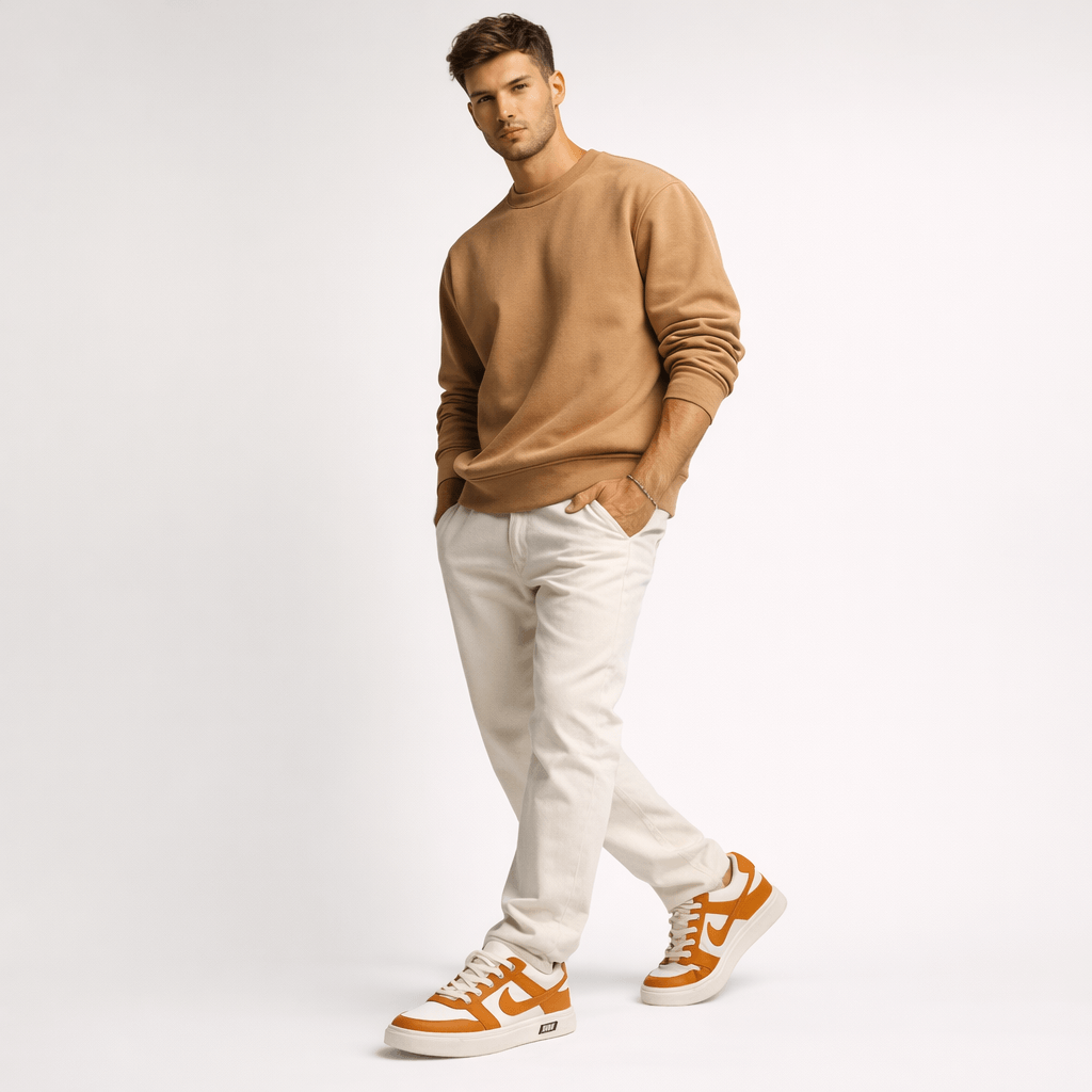 Model wearing ZK Phantom Ember Low-Top sneakers